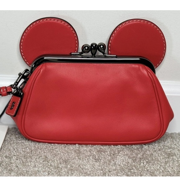 Coach Handbags - NWT COACH Disney 1st Edition Red Leather Mickey Mouse Kisslock Wristlet Purse